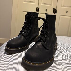 Dr. Martens Black Boots with Yellow Stitching